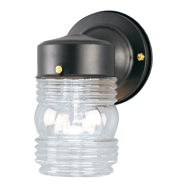 Westinghouse Fixture Wall Outdoor 60W Lantern, Black Steel Clear Jelly Jar Glass 6688500